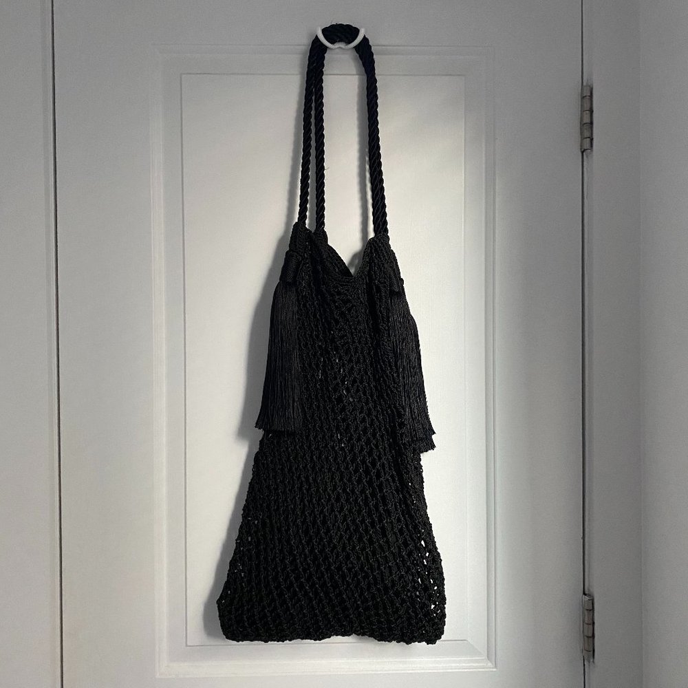Zara Sold Out Net Bag Tote with Tassels`